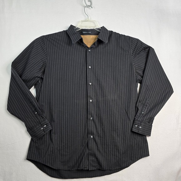 Apt. 9 Other - Apt. 9 Men's Black Superfine 80s Cotton Striped Dress Shirt XXL Long Sleeve 2XL